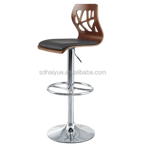 Danish-Designed New Black Leather Chair Plywood High Bar Stool Chair