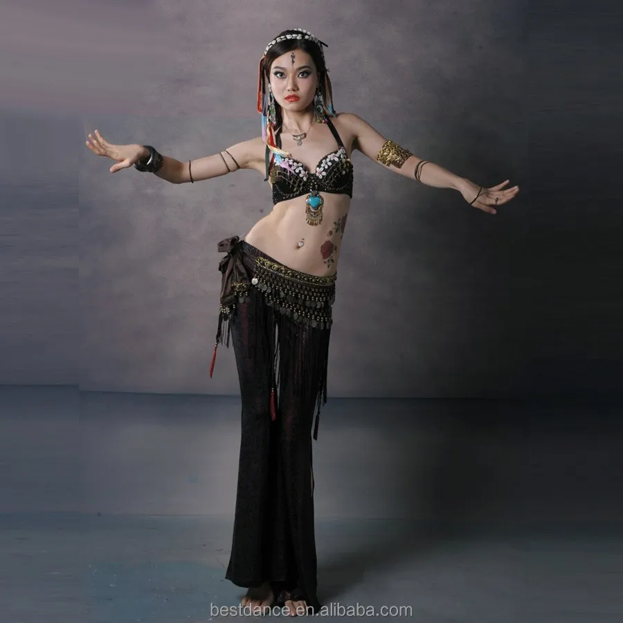 Bestdance Danse Du Ventre для индийского беллиданса, набедренный платок племени, украшенные бахромой и кисточками; Бархатистая поясная & медных монет юбка с высокой талией шарф-шаль