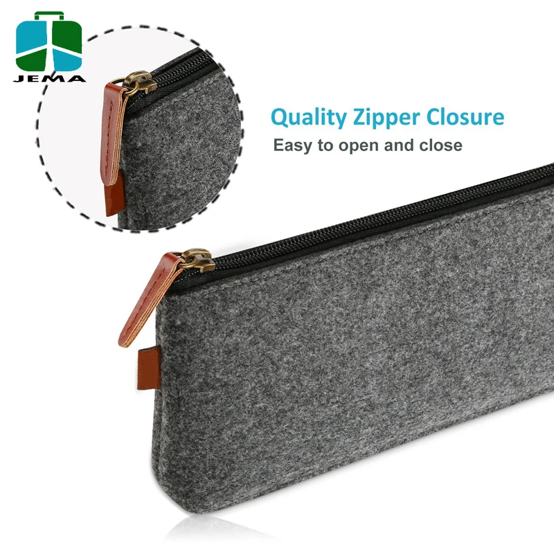 2-Pack Multi-Functional Felt Pouch Zipper Bag felt pencil case wholesale for School Supplies