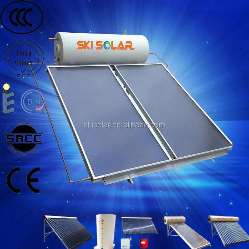 
2015 china supplier 300L flat plate pressurized china enamel solar water heaters with blue TI coating for cold area (SKI-PJF) 