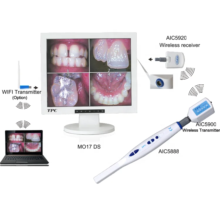 Dental wired build in wireless Intraoral Camera with high definition 17' monitor