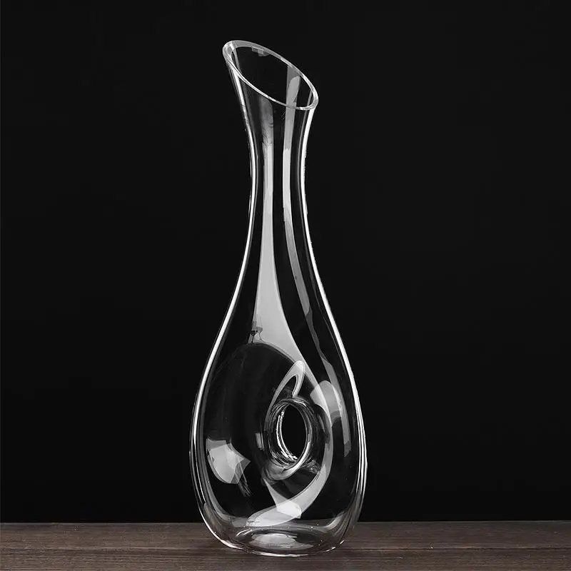 Special Design Slant mouth Wine Decanter,Crystal Wine Decanter,Glass Wine Carafe with long neck and hollow.