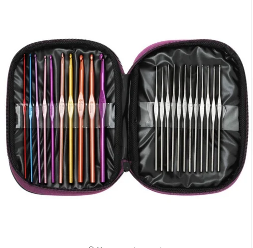 22pcs Multicolor Knitting Needles Mixed Metal Hook Crochet Template Kit TPR And Aluminum For Loom Tool Band DIY Crafts