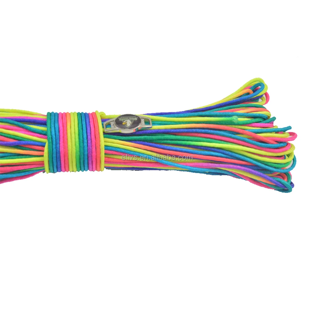 New colorful rainbow 2mm paracord spools parachute cord making paracord bracelet supplier