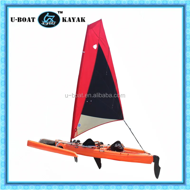 
18ft plastic sailing boat with foot drive pedal system and rudder 