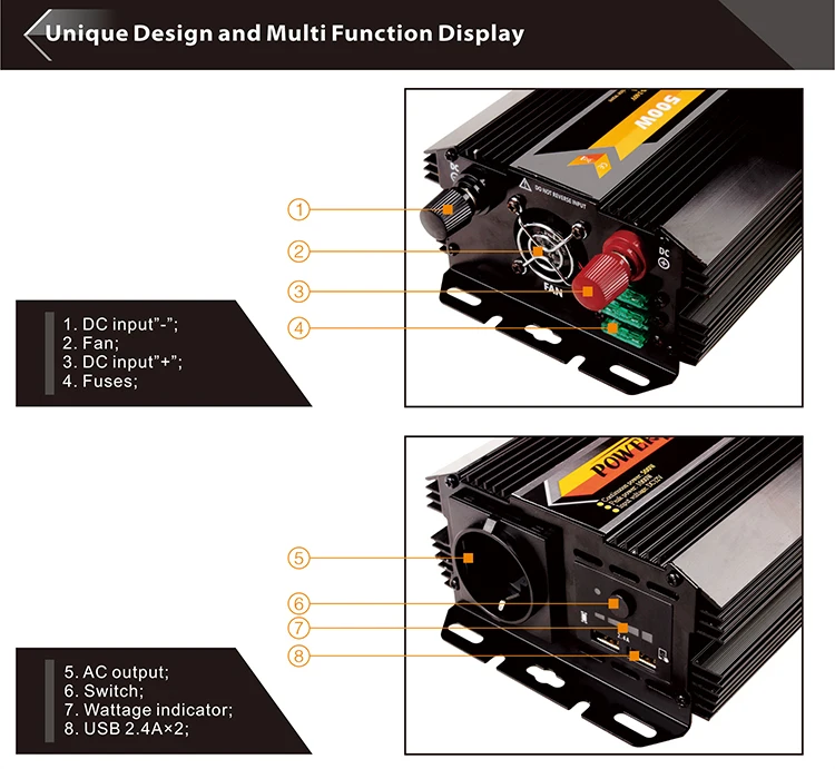 500W 12v dc to ac 110v/220v solar power inverter with solar charge controller