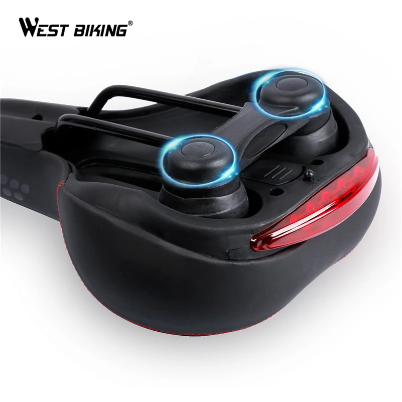 WEST BIKING Bicycle Saddle with Tail Light Widen MTB Cushion Road Bike Soft Comfortable Seat Hot Selling Light Bicycle Cushion