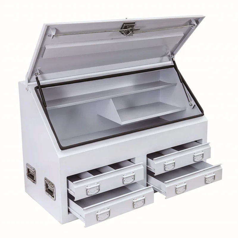 White Metal Waterproof Steel Ute Tool Storage Box