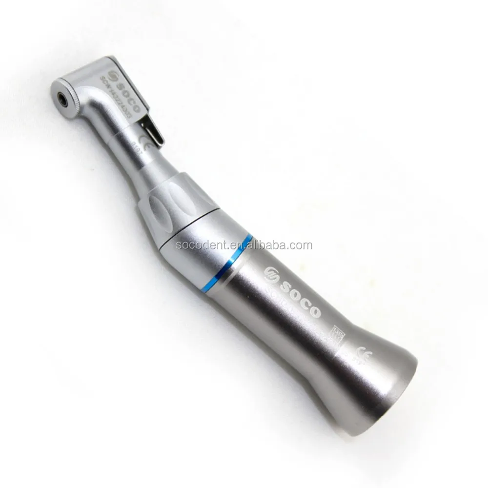 SOCO high quality 1:1 External blue dental Contra angle Low Speed key tyle Handpiece with ball bearing shaft