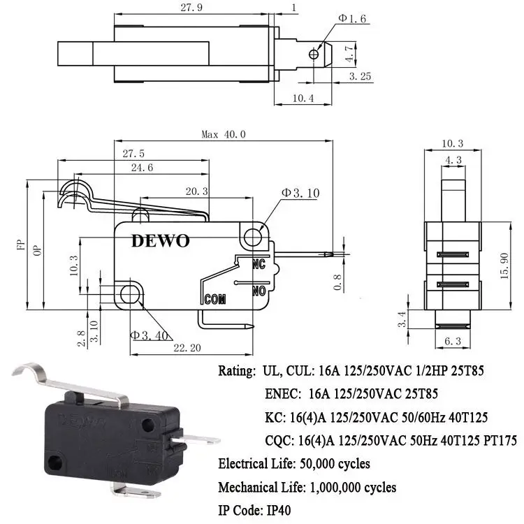 
Types long plunger kw11 t85 16a kw4a(s) 10t85 microswitch 