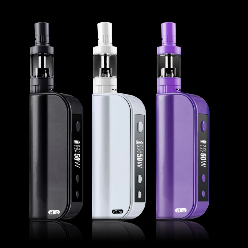 
2016 new ECT 2200mah 5W-50W variable wattage mini vaporizer box mod e cigarette new starter kit ET50 kit 