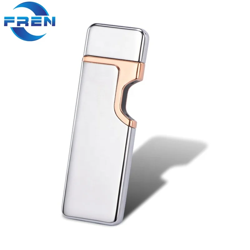 Wholesale Quality Promotion Gift Metal Zinc Alloy USB Rechargeable Coil Cigarette Lighter Flameless Slim Lighter Custom Logo