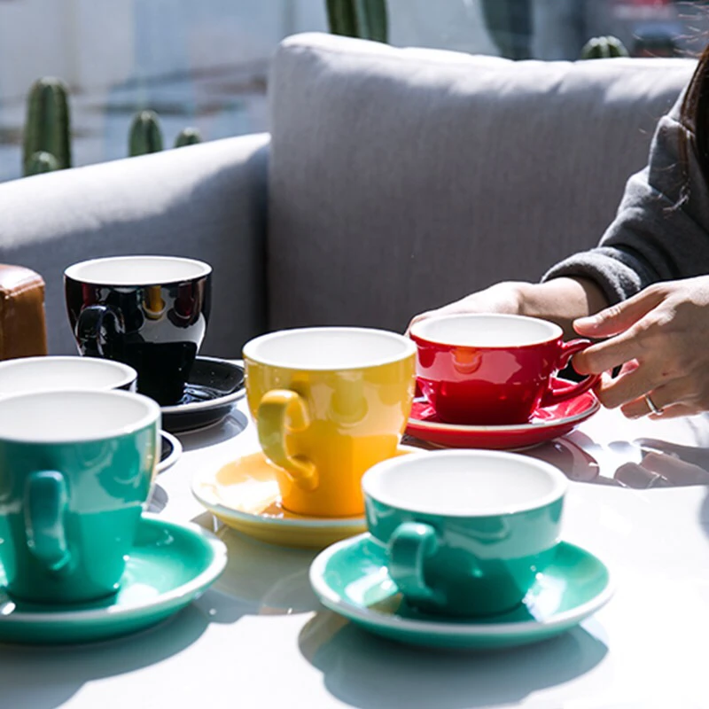 Factory hot selling Classic shape modern dark blue color 80ml espresso coffee  stoneware cup and saucer