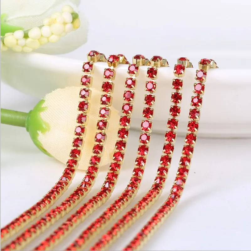 
Hot sale SS16 sapphire rhinestone cup chain/crystal 2mm rhinestone cup chain 