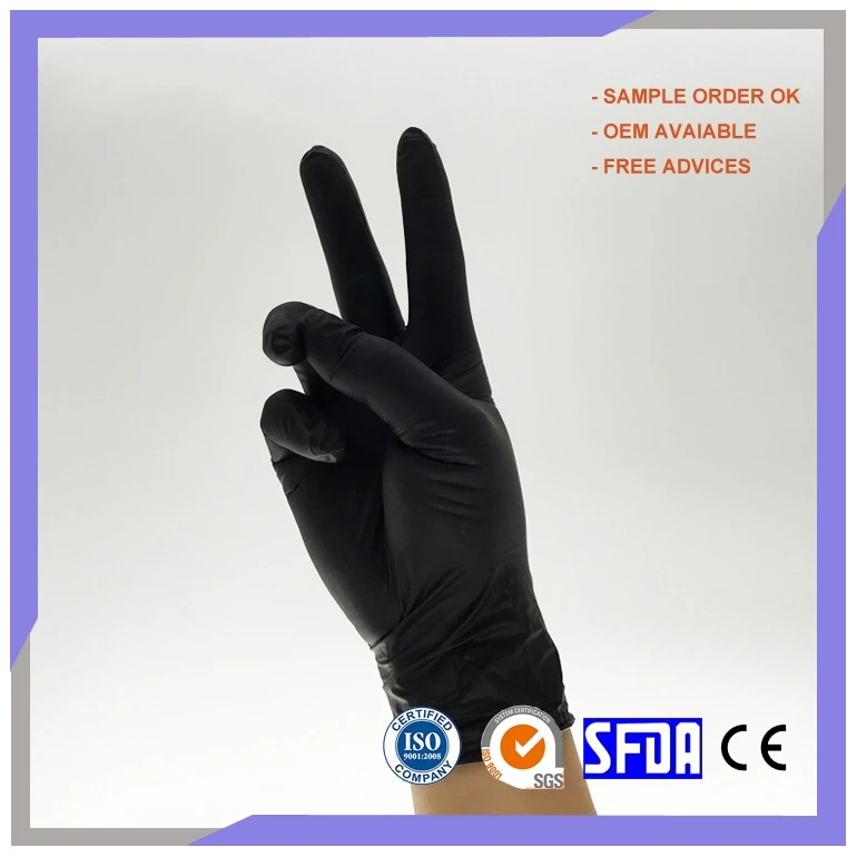 Manufacturer Waterproof Black Disposable Hair Dye Gloves Nitrile Gloves