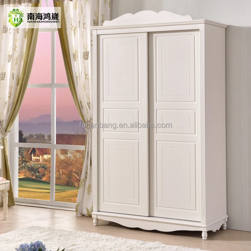 Hot sale Flat Pack Modern Style White Painted Wood MDF 2 Door Wardrobe Armoire