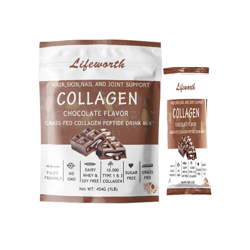 Lifeworth chocolate bovine collagen peptide powder drink