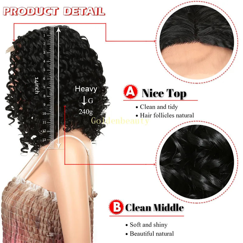 Short Kinkys Curly Hair Lace Front Wig for Black Women Synthetic Lace Front Wigs Heat Resistant fiber