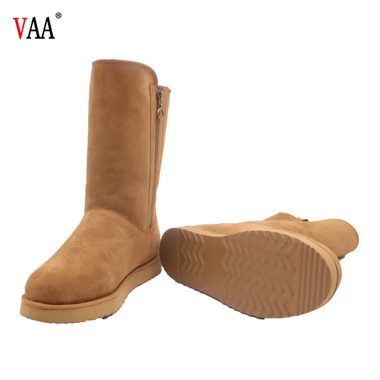 
Factory Winter Men Boots Shoes with Zippers CF-066 Free Samples Designer Australian Sheepskin EVA Adult Plush Genuine Leather 