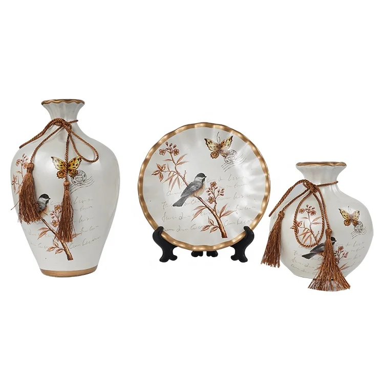 Ручная работа 3 шт. элегантная матовая Современная Цветочная ваза в европейском стиле керамический домашний