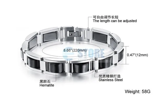 Fashion Jewelry Bracelet Bio Magnetic Steel Made in Japan 2015 Stainless Steel Unisex Bracelet Chain & Link Bracelets 18.5 Cm
