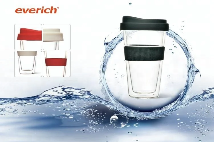 
Reusable coffee tea cup tumbler glass 