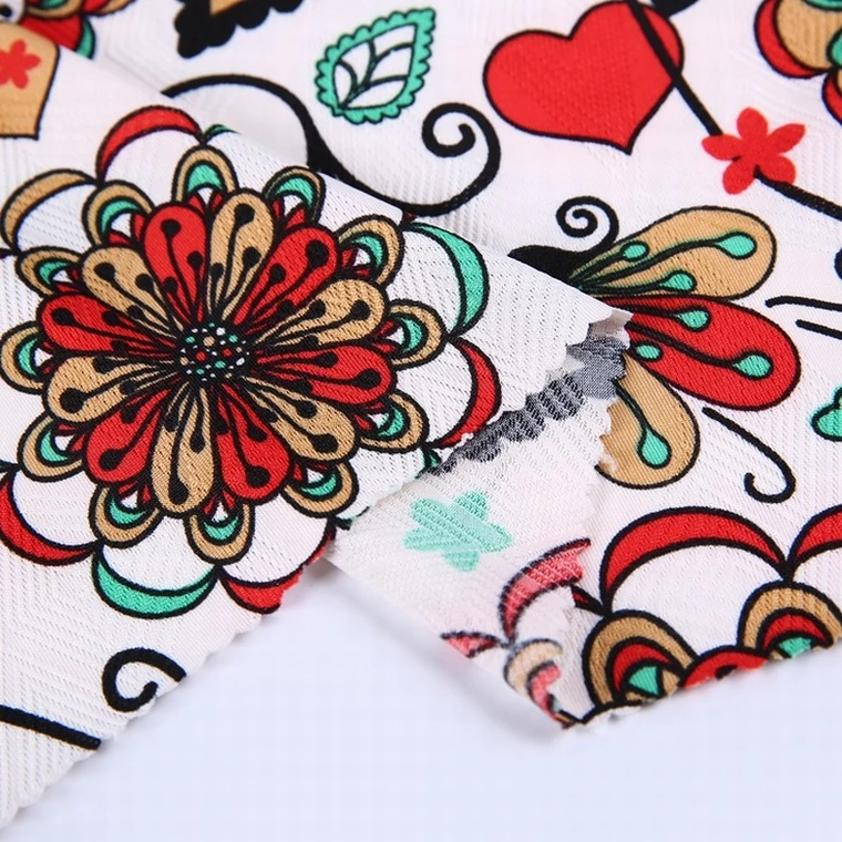 
High quality jacquard hawaii polyester spandex sunflower printed stretch fabric 