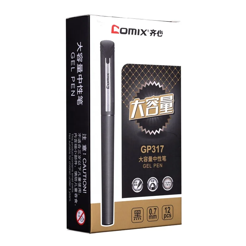 Comix 0.5mm 0.7mm 1.0mm Large Capacity Black Ink Gel Ink Pens for Business Signature