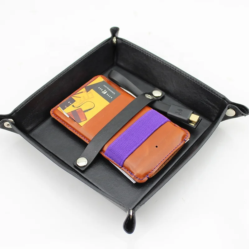 
Hot sale Leather Storage Organizer Key Jewelry Catchall Valet Game Tray 