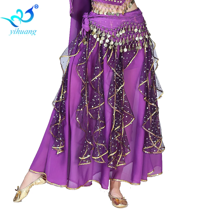 Женская юбка для танца живота, шифоновая юбка с блестками, в арабском стиле, для Хэллоуина, 2019