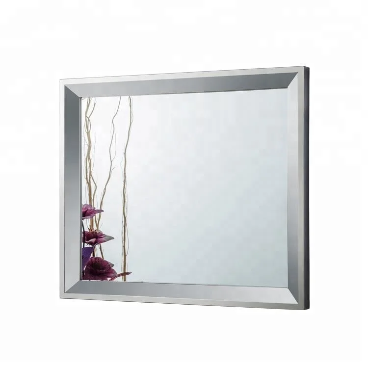 Customized Fashion Polish Surface Silver 50mm Wide Frame Wall Mounted Stainless Steel Mirror
