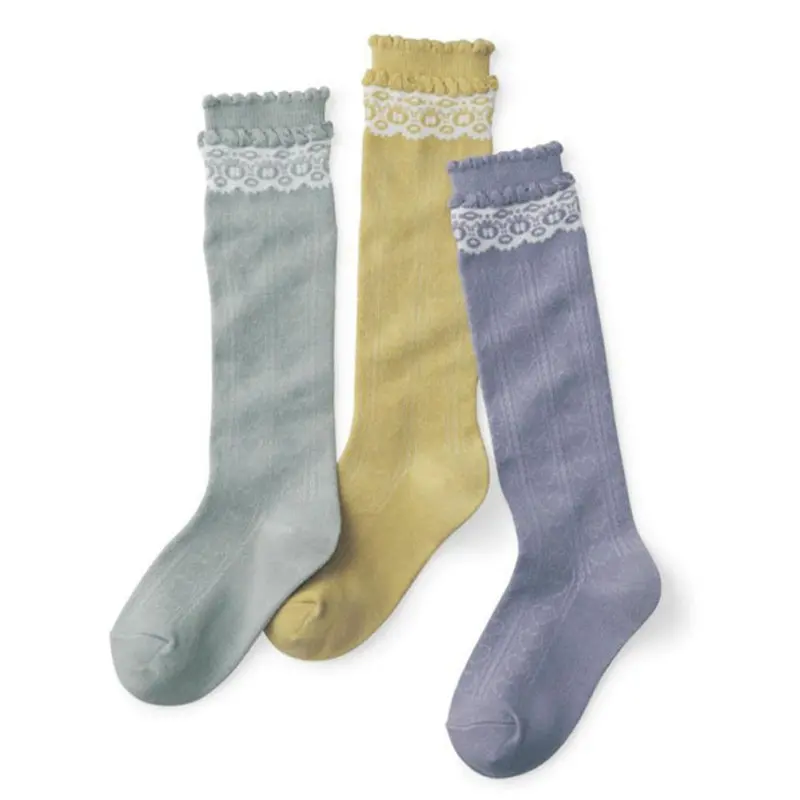 Children Kids Girls School Lace Stockings Leg Warm Cotton High Knee Socks QL