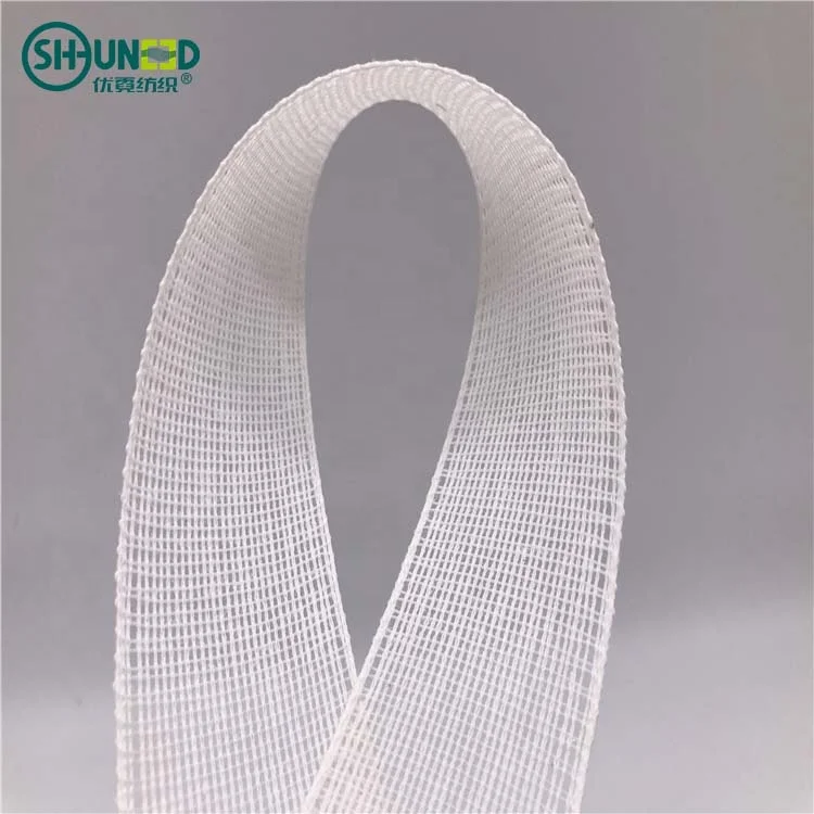 Stiff mesh nylon cotton fabric roll woven resin fabric fusible interlining for flattening suits/shirts/garment/curtain