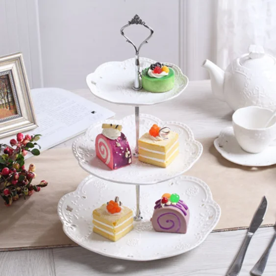 Ceramic Porcelain Party Cake Stand Wedding Three Tier Plate Stand