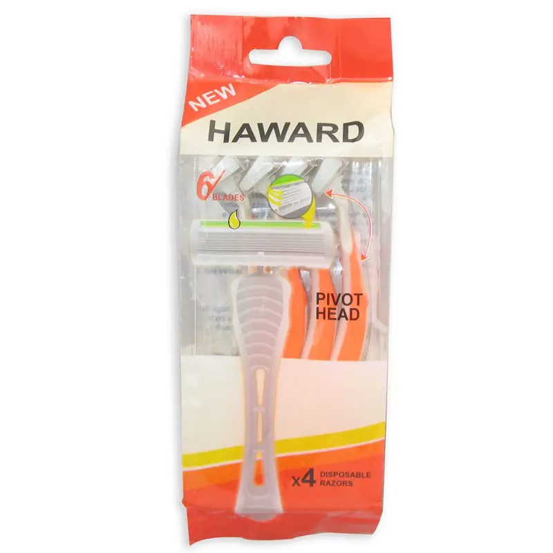 Disposable 6 blade shaving razor blades for women