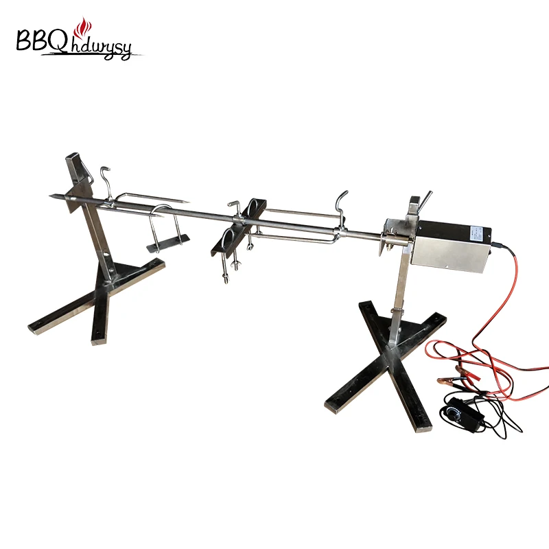 car battery power bank type camping pig rotisserie bbq tripod spit roaster with various speed motor