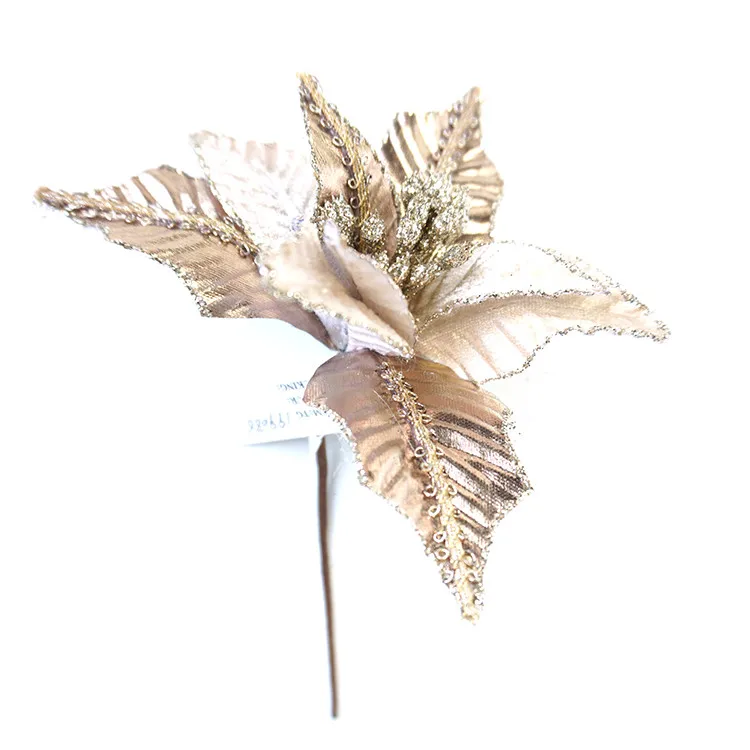 Colorful glitter artificial christmas flowers for home 085