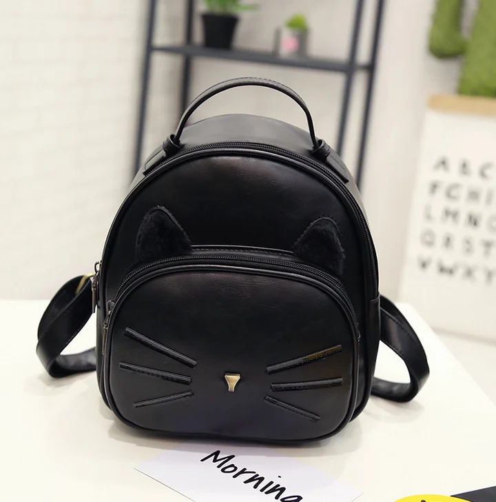 New design high quality mini cat model pu leather backpack for girl