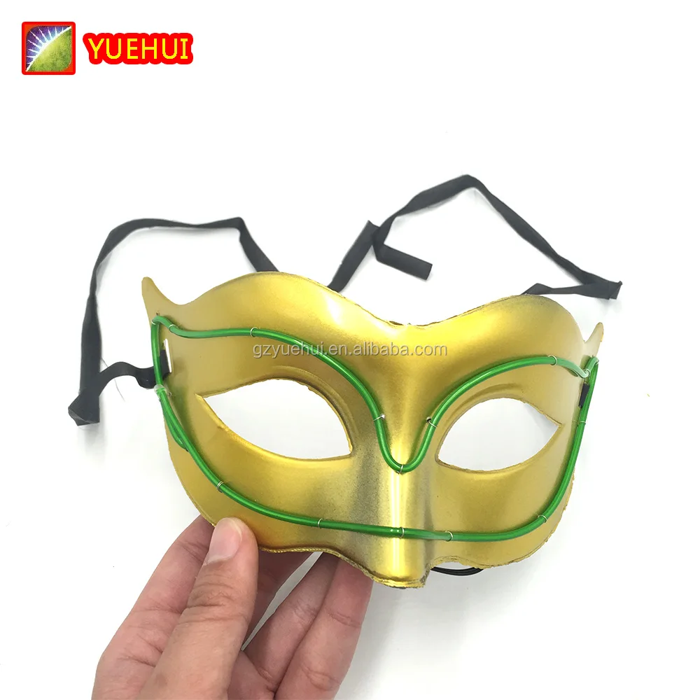 New type 10 colors masquerade venetian el wire EL Mask LED Strip DC-3V Flashing Fox Mask for Halloween party Decoration