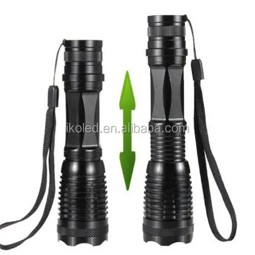 Factory wholesale Zoomable XML T6 Flashlights Zoomable Led flashlight torch light with 18650 Battery Charger set packaging box