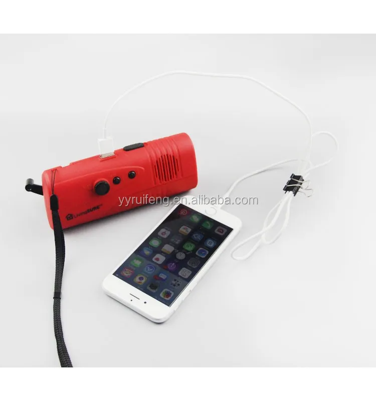 multi-functional emergency indoor outdoor hand crank dynamo LED Flashlight radio FM  Radio camping light