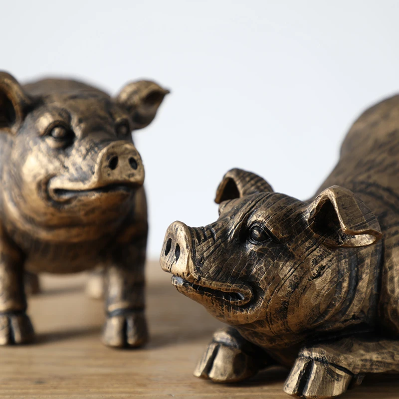 2019 Custom Quality Pig Statue Resin Craft Animal Sculpture For Home Decor