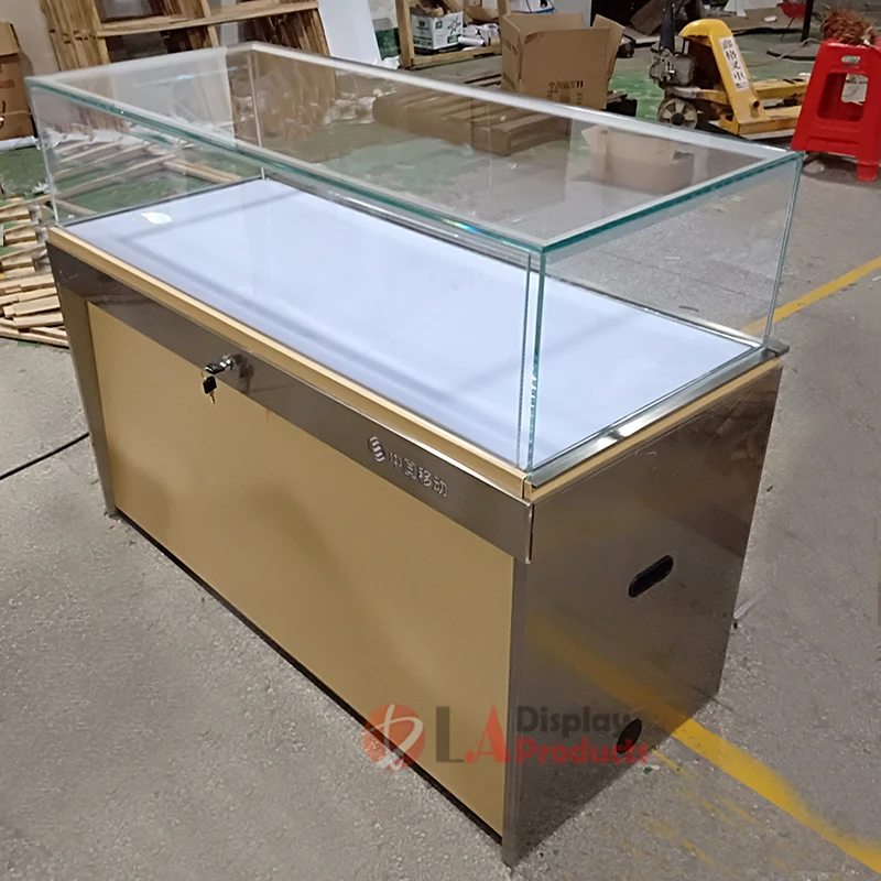 Factory custom made jewelry  glasses display showcase front open glass display showcase