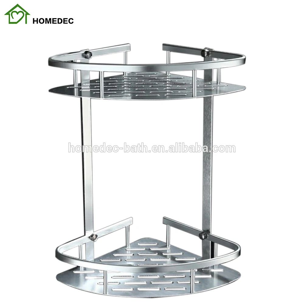 Antique Bathroom Space Aluminum Corner Shower Caddy Shelves Stacking faucetdouble Baskets Collapsible laundry accessories holder