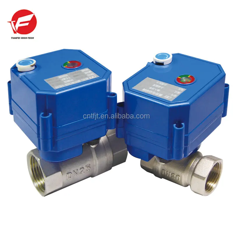 CWX-25S 2-way DC12v electric actuator ball valve with manual stainless steel material 1' DN25 CR04 two wires power off return