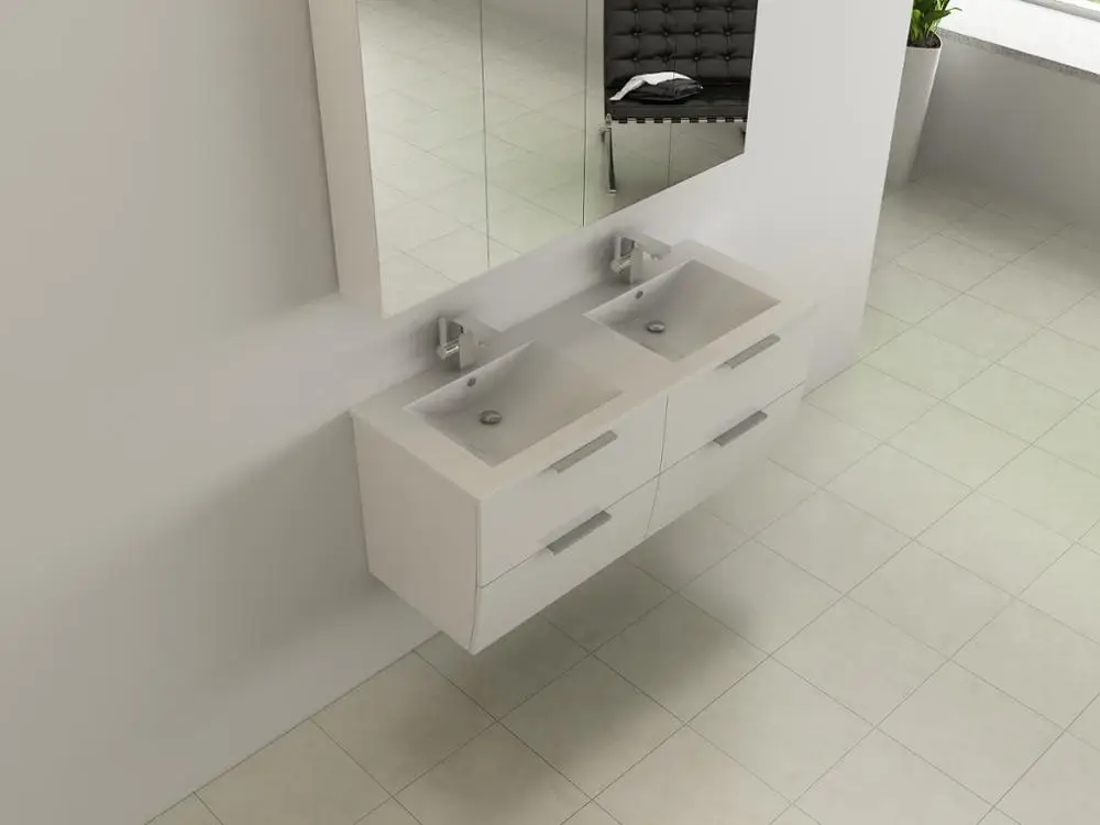 bottom curved Cheap Tiny bathroom furniture  double sinks bathroom wall mount vanity