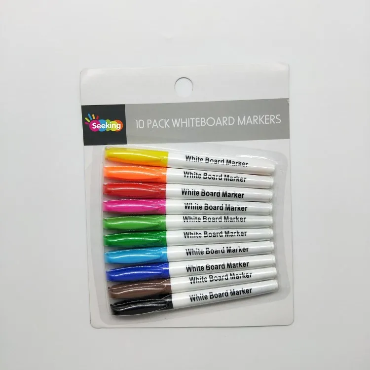 10 pack vivid color plastic tube wipe clean whiteboard marker pen