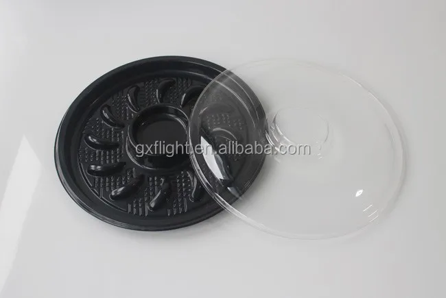 Round deli Trays Plastic Disposable Shrimp Tray With Lid