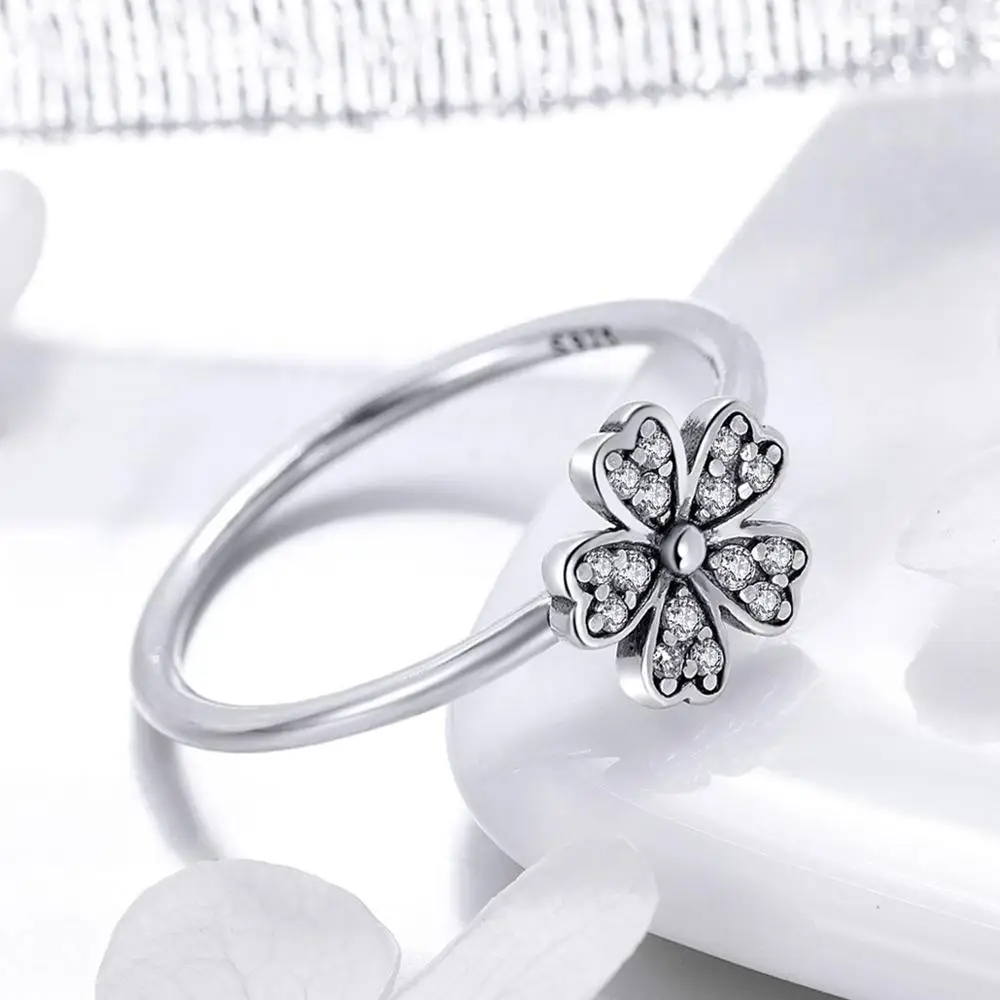 New s925 silver sterling silver ladies simple daisy flower ring Korean fashion couple ring SCR398