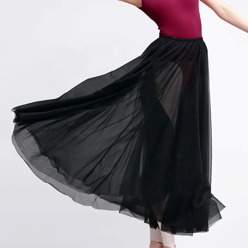 Women Ballet Dance Skirt Black White Soft Tulle Long Skirt